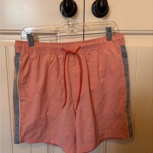 Coral and Gray Men's Swim Trunks